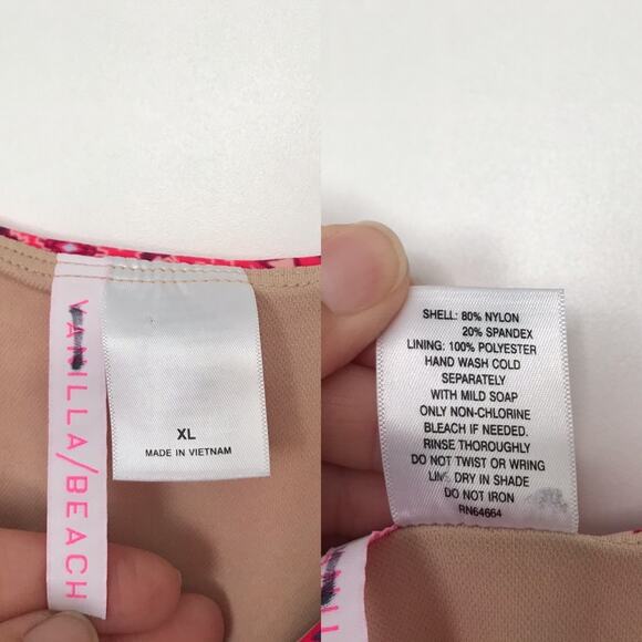 Vanilla Beach Knot Front One Piece Swimsuit Coral Tribal Swim Boho Beach Size XL - Picture 6 of 7